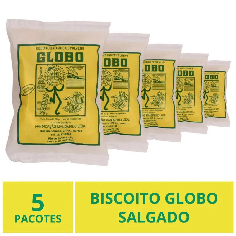Biscoito Globo Rio de Janeiro, Salgado, 5 Pacotes 30g