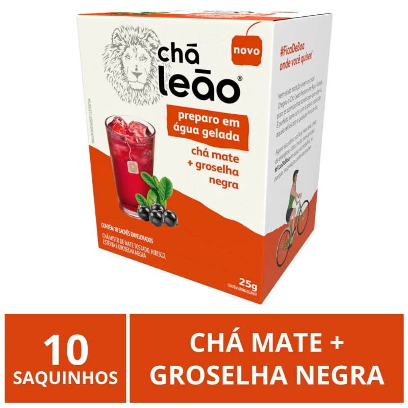 Chá Leão Gelado, Mate e Groselha Negra, 10 saquinhos