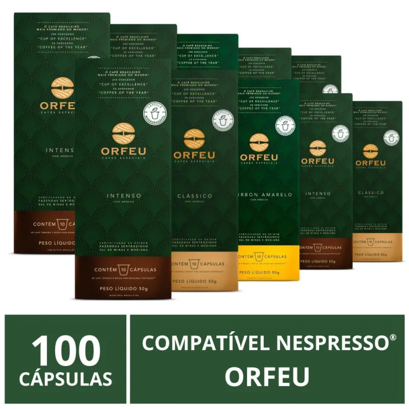 100 Cápsulas Café Orfeu Para Nespresso - Não Informado