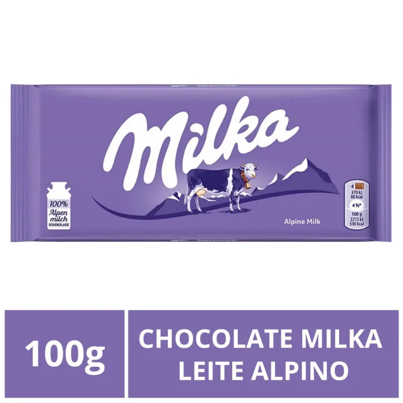 Chocolate Milka, Leite Alpino, Barra 100g