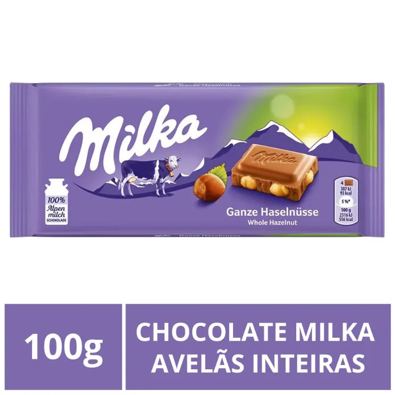 Chocolate Milka, Avelãs Inteiras, Barra 100g