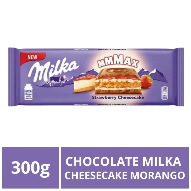 Chocolate Milka, Barra 300g, Cheesecake Morango - Não Informado - Mercearia
