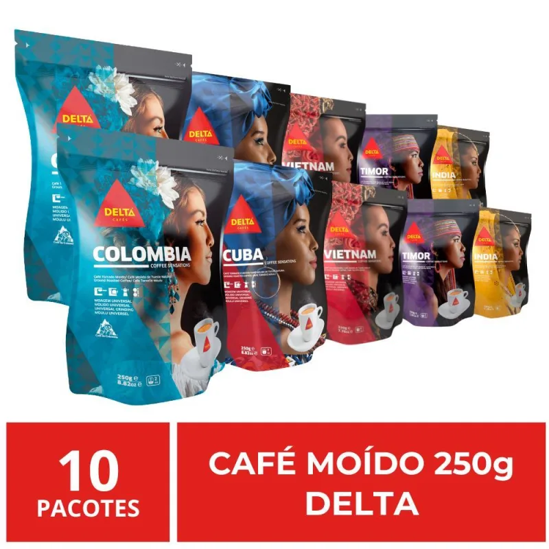Café Moído, Delta, Importado, 10 Pacotes De 250g, Origens - Não Informado - Mercearia