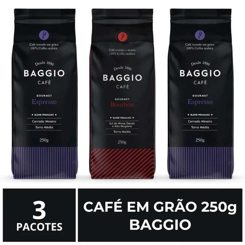 Café Em Grão, Baggio, 250g, 3 Pacotes - Não Informado - Mercearia