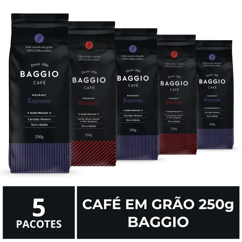 Café Em Grão, Baggio, 250g, 5 Pacotes - Não Informado - Mercearia