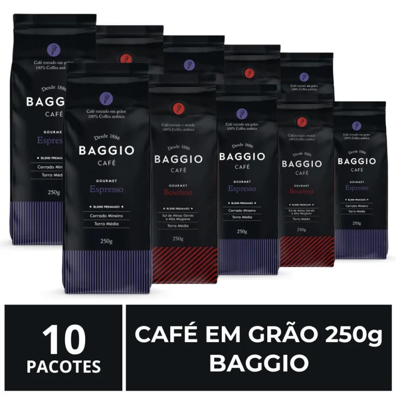 Café Em Grão, Baggio, 250g, 10 Pacotes - Não Informado