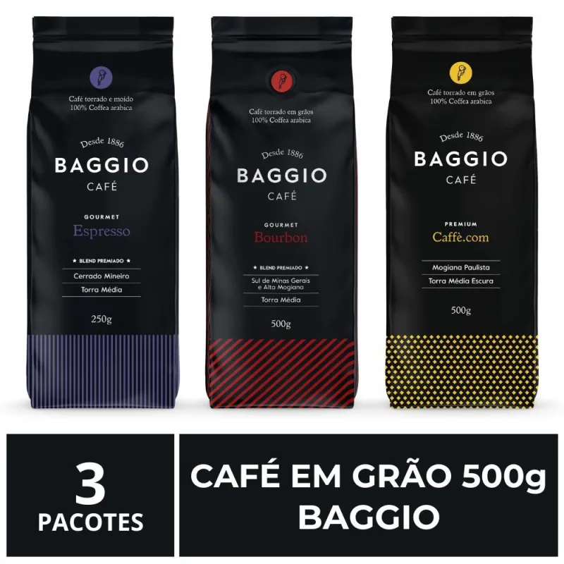 Café Em Grão, Baggio, 500g, 3 Pacotes - Não Informado