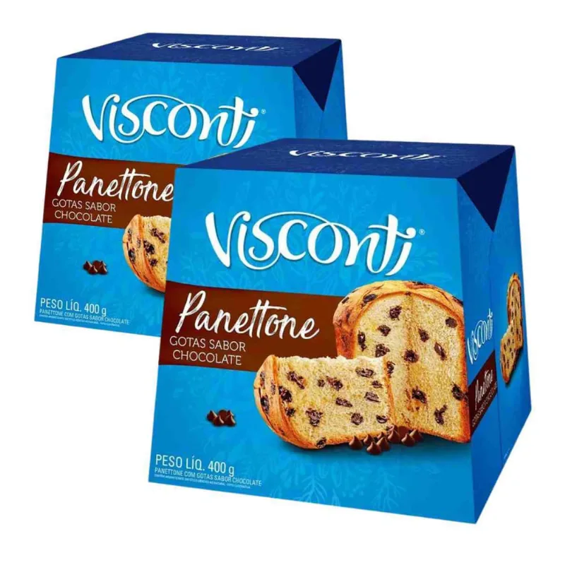 2 Panetones Visconti, Pannetone Gotas de Chocolate 400g
