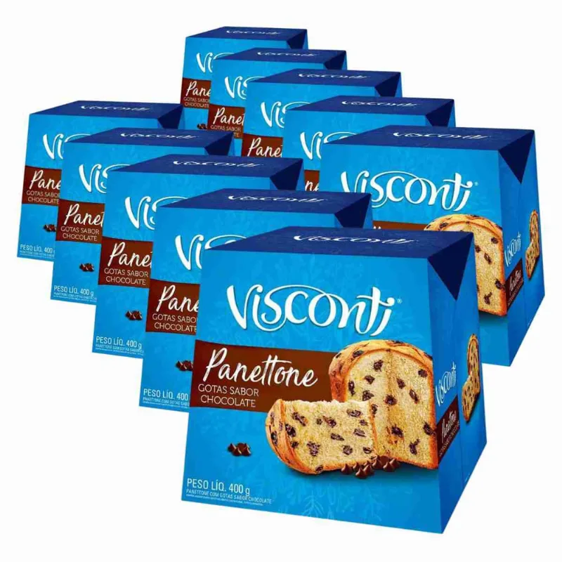 10 Panetones Visconti, Pannetone Gotas de Chocolate 400g