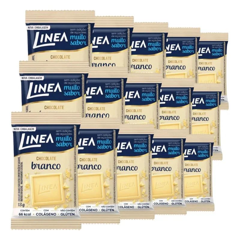 Chocolate Linea Diet Zero Açúcar Branco 15 Barras 13g