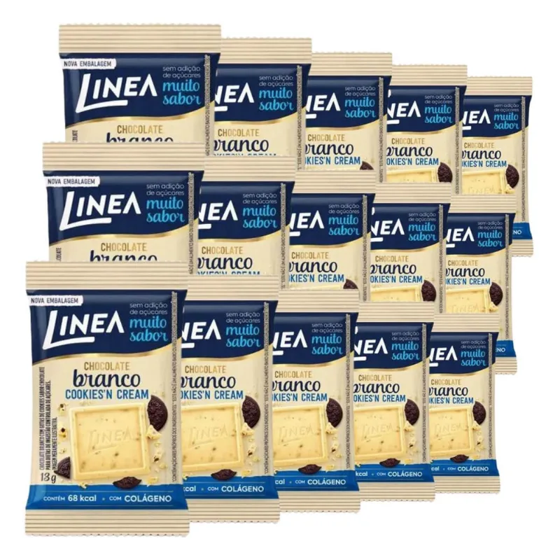 Chocolate Linea Diet Zero Açúcar Branco Cookie 15 Barras 13g