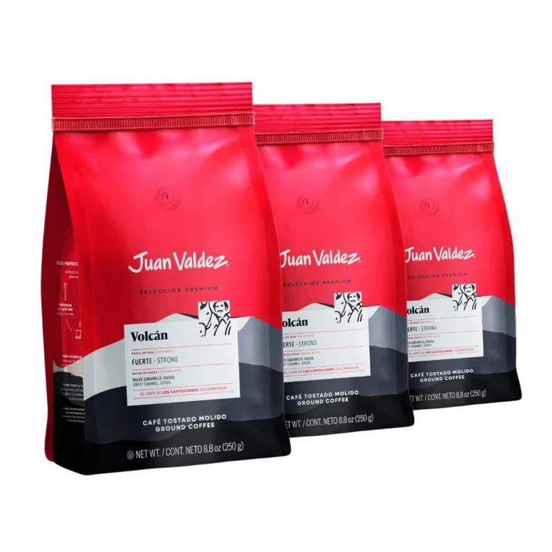 Café Moído 3 Pacotes De 250g Colombiano Juan Valdez Volcan - Não Informado