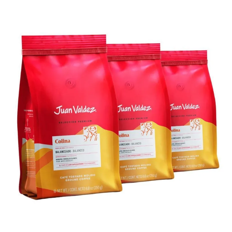 Café Moído 3 Pacotes De 250G Colombiano Juan Valdez Colina