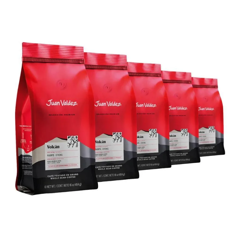 Café Grão Colombiano 5 Pacotes De 454g Juan Valdez Volcan - Não Informado - Mercearia