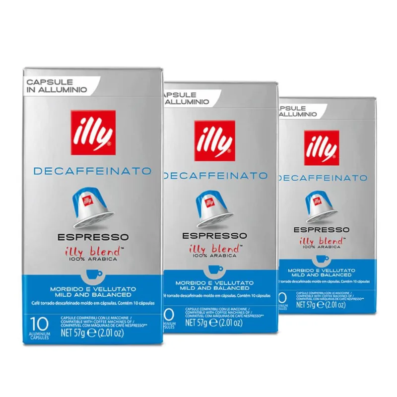 30 Cápsulas para Nespresso, Café Italiano Illy, Descafeinado