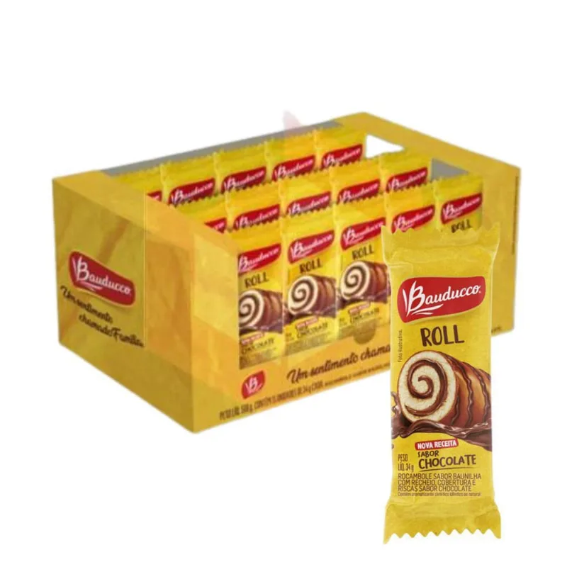 Bolinho Bauducco 15 Mini Bolo Roll Chocolate 34G