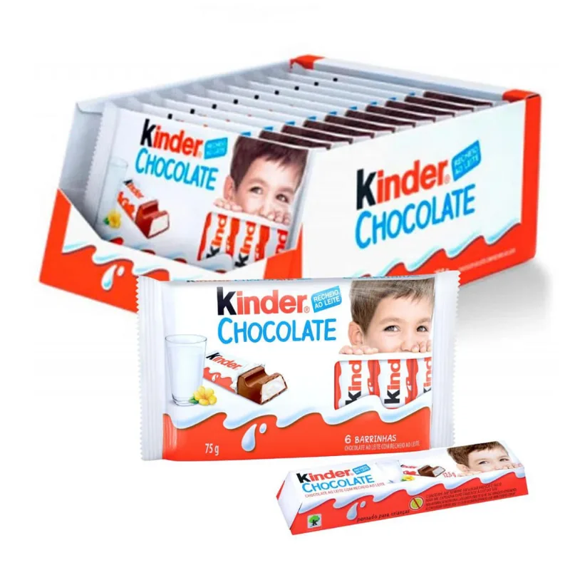 Chocolate Kinder, 1 Caixa com 60 Barrinhas