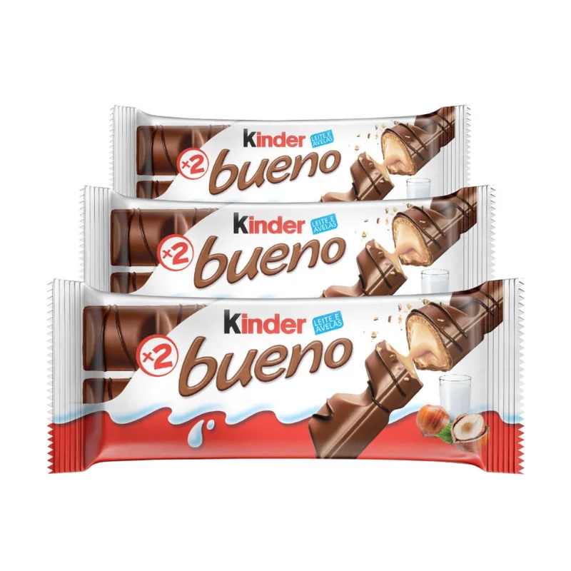 Chocolate Kinder Bueno, 3 Pacotes de 43g