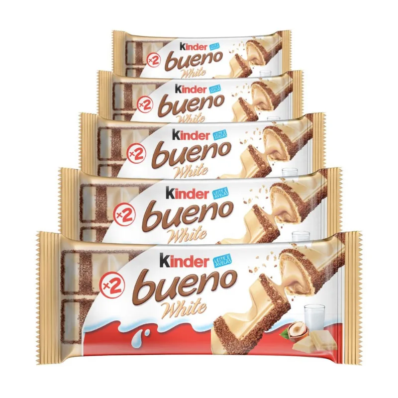 Chocolate Kinder Bueno White, 5 Pacotes de 39g