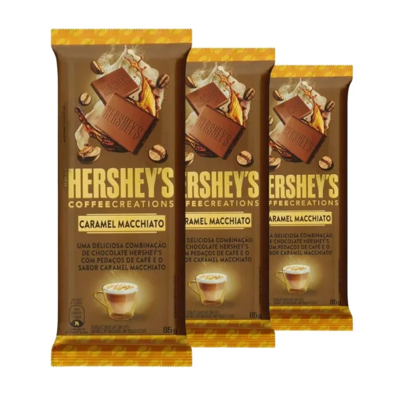 Chocolate Hersheys Café, Caramel Macchiato, 3 Barras 85g
