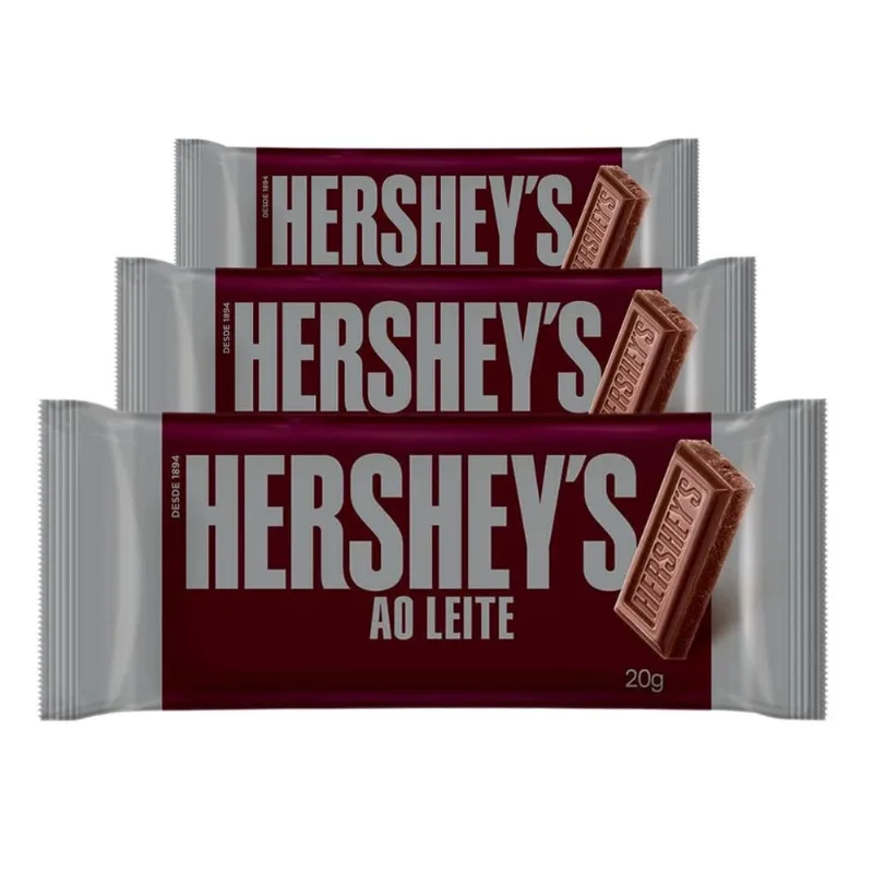 Chocolate Hersheys Ao Leite, 3 Barras 20g