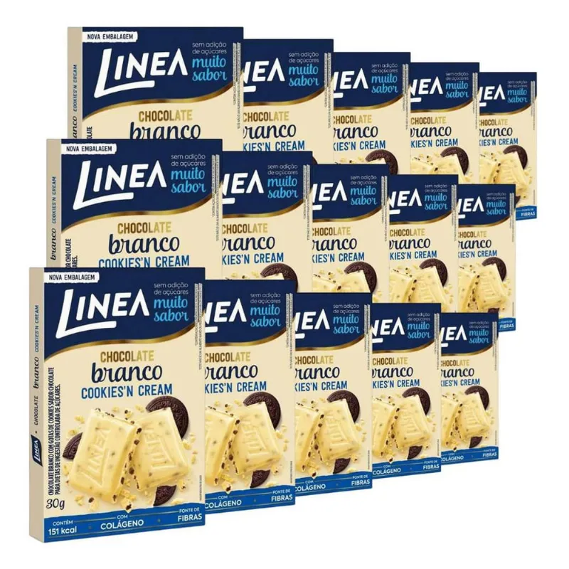 Chocolate Linea Diet Zero Açúcar Branco Cookie 15 Barra 30g