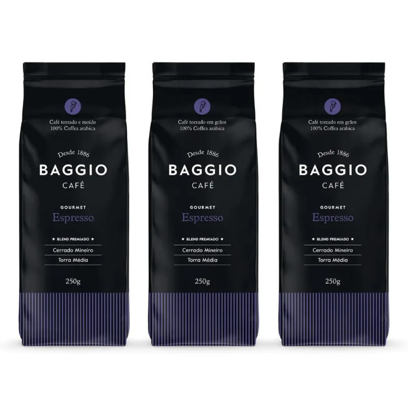 Café Em Grão, Baggio, 3 Pacotes De 500G, Espresso