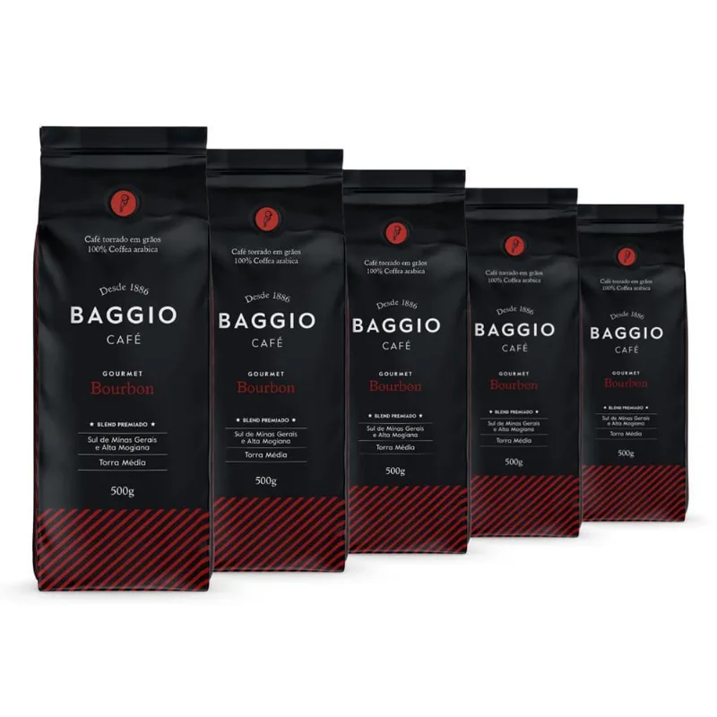 Café Em Grão, Baggio, 5 Pacotes De 500G, Bourbon