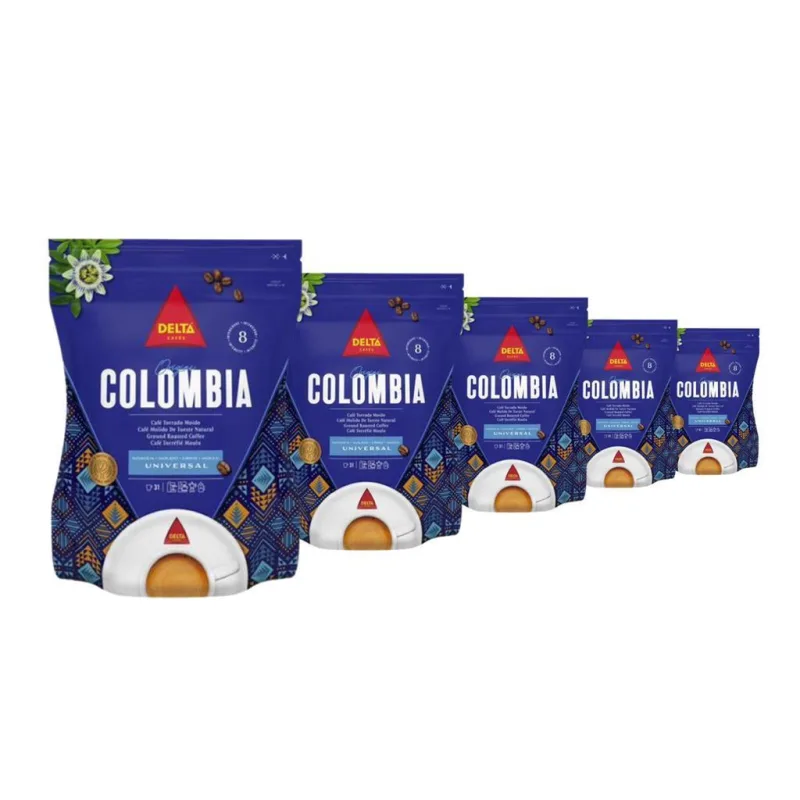 Café Moído Importado, 5 Pacotes De 250g, Delta, Colombia - Não Informado