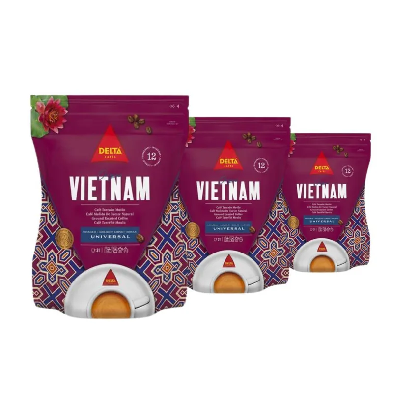 Café Moído Importado, 3 Pacotes De 250g, Delta, Vietnam - Não Informado