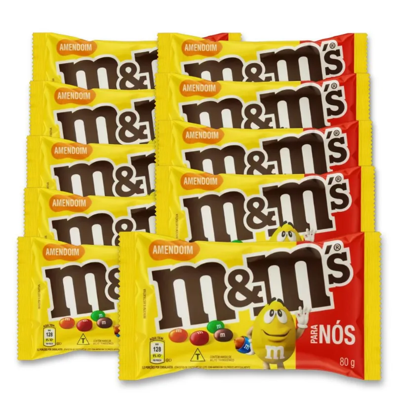 M&Ms Amendoim e Chocolate Mars Kit 10 unidades de 80g
