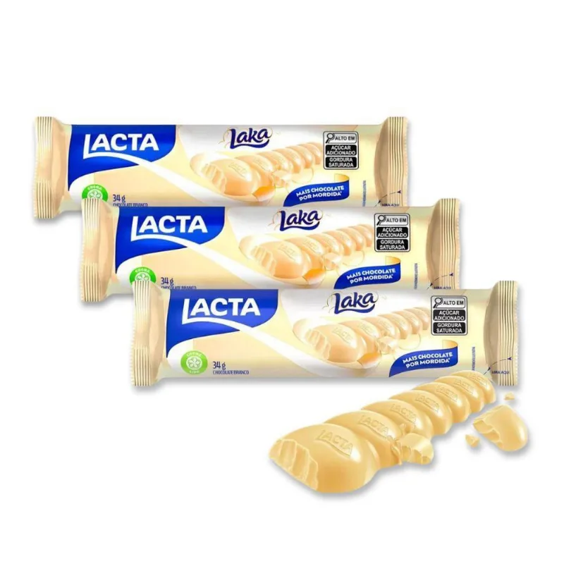 Chocolate Branco Laka Tablete Lacta Kit 3 Unidades 34G