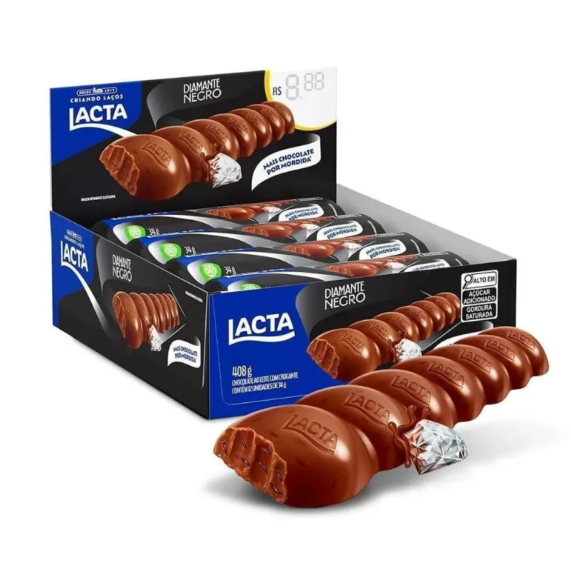 Chocolate Diamante Negro Tablete Lacta Kit 12 Unidades 34G