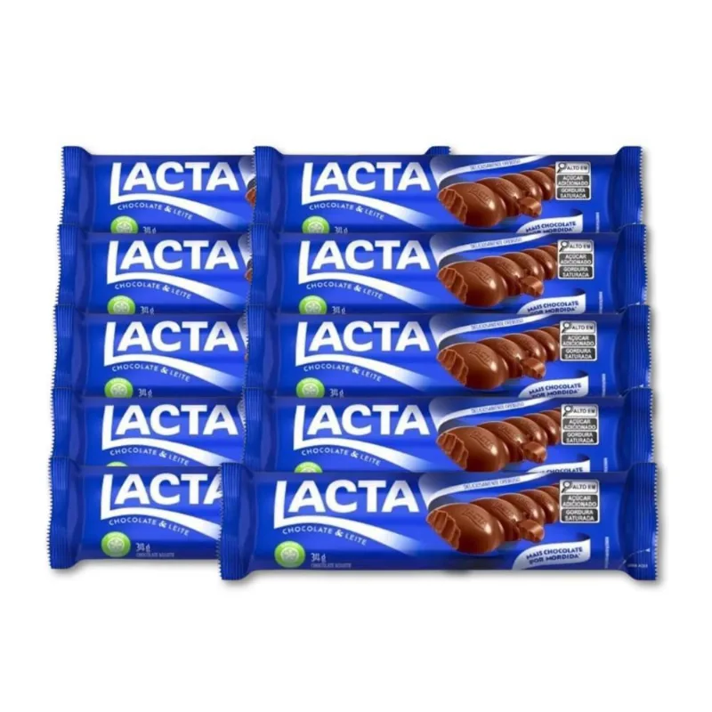 Chocolate Lacta Ao Leite Individual Kit 12 Unidades De 34G