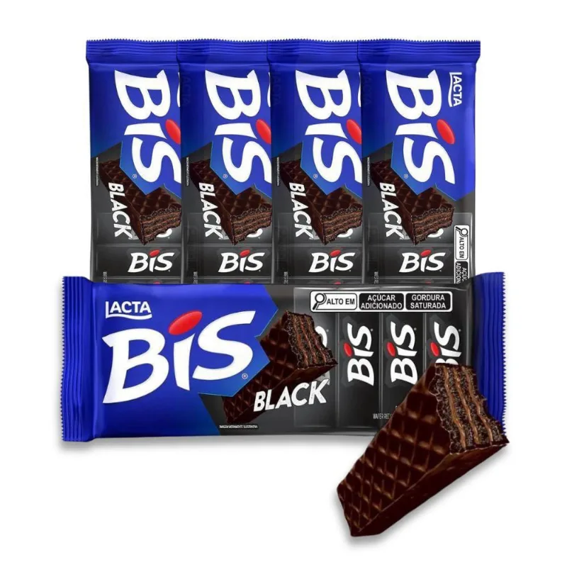 Bis Black Chocolate Lacta Kit 5 Caixas Com 16 Unidades