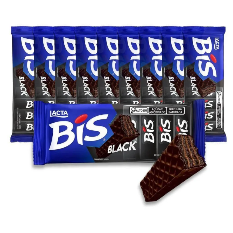 Bis Black Chocolate Lacta Kit 10 Caixas Com 16 Unidades