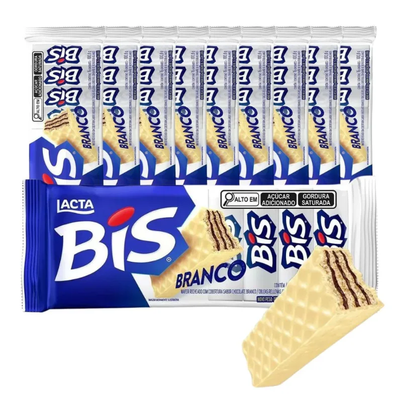 Bis Chocolate Branco Lacta Kit 10 Caixas com 16 unidades