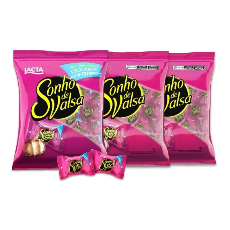 Sonho De Valsa Lacta 3 Pacotes De Bombom De 1Kg
