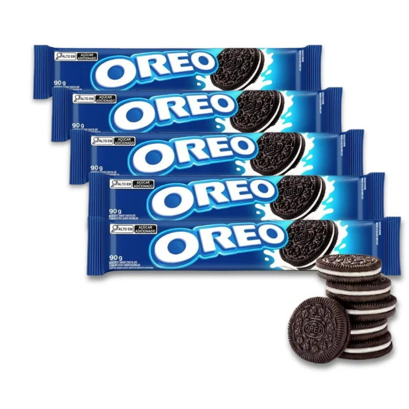 Biscoito Oreo Recheado Baunilha Tradicional Kit 5un de 90g
