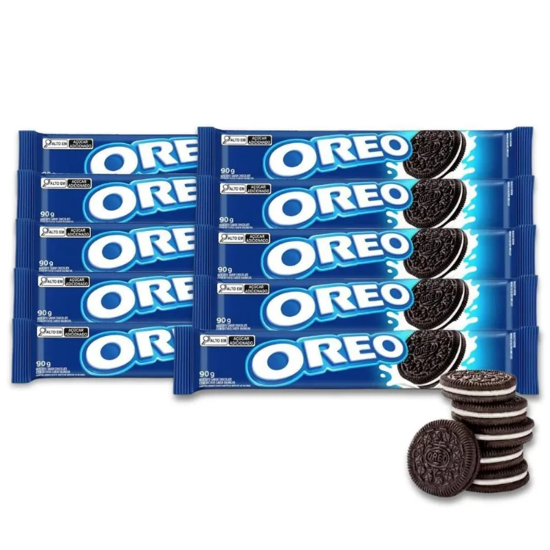 Biscoito Oreo Recheado Baunilha Tradicional Kit 10Un De 90G