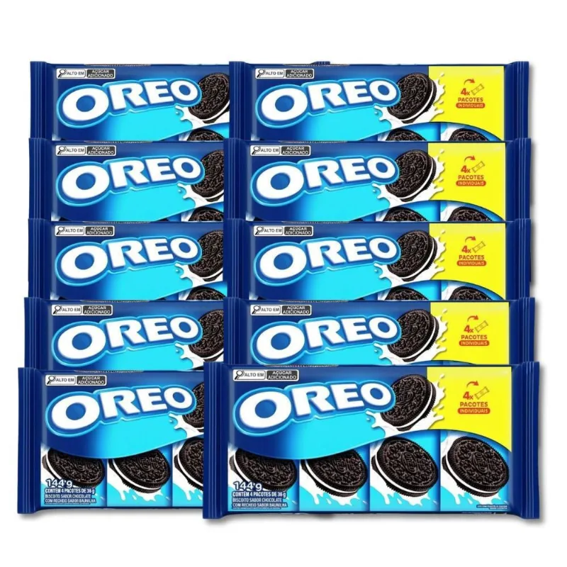 Biscoito Oreo Recheado Baunilha Kit 10 Packs De 144G - 4X36G