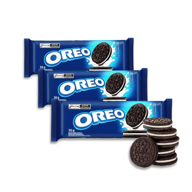 Biscoito Oreo Recheado Baunilha Tradicional Kit 3un de 36g