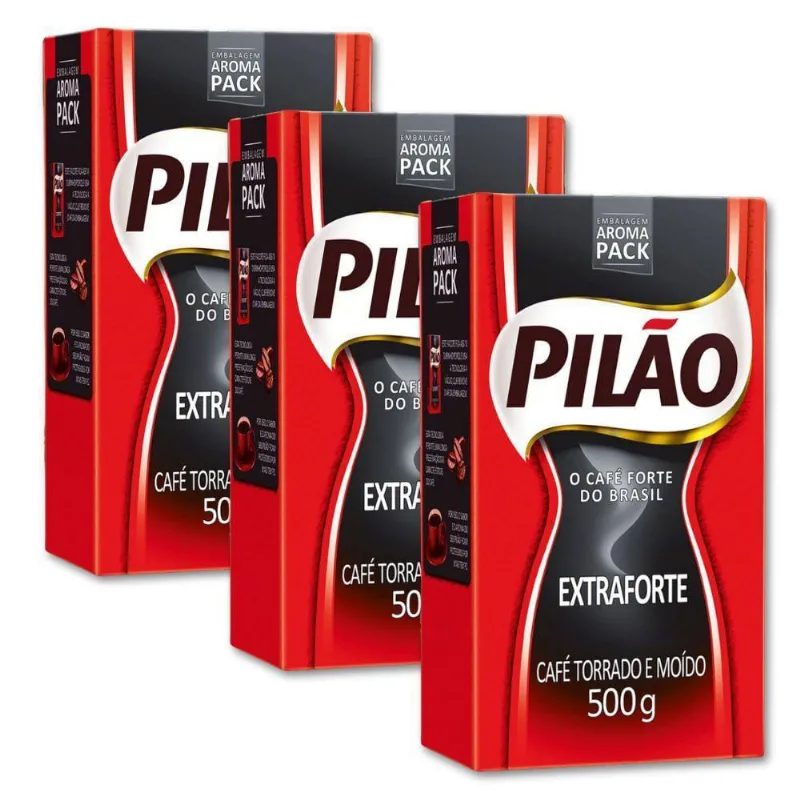 Café Pilão Torrado E Moído Extra Forte 3 Pacotes De 500G