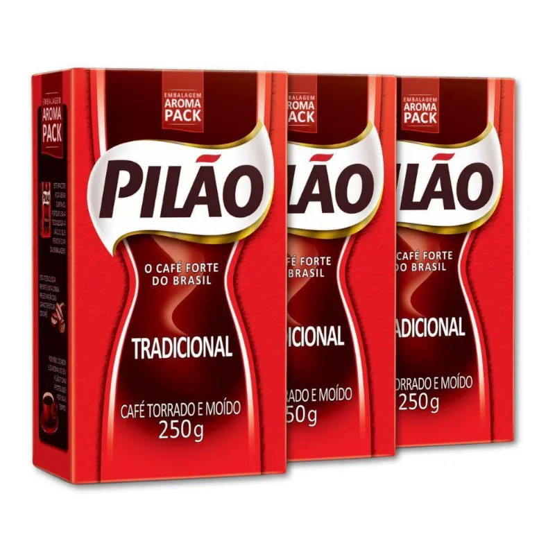 Café Pilão Torrado E Moído Tradicional 3 Pacotes De 250G