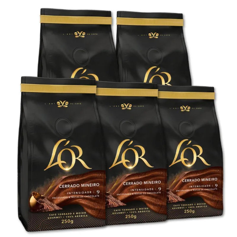 Café Gourmet Lor Cerrado Mineiro Moído Kit 5 Pacotes 250G
