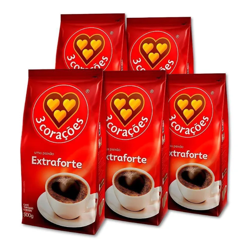Café Três Corações Extra Forte Moído Kit 5 Pacotes 500G