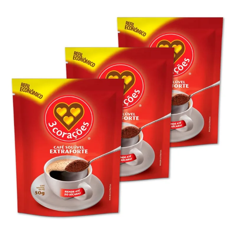 Café Três Corações Solúvel Extra Forte Kit 3 Sachês 50g