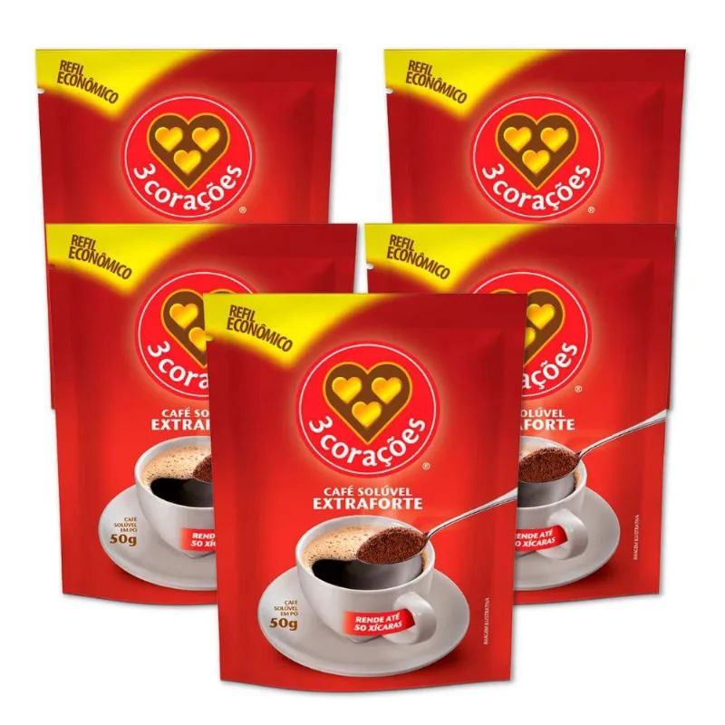 Café Três Corações Solúvel Extra Forte Kit 5 Sachês 50g