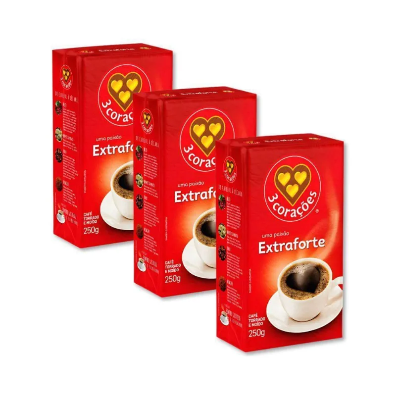 Café Três Corações Extra Forte Kit 3 Pacotes A Vácuo 250G