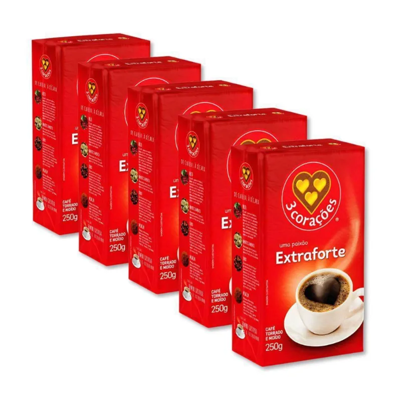 Café Três Corações Extra Forte Kit 5 Pacotes A Vácuo 250G